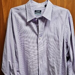 Chaps Men's Purple & White Checkered Button Down Shirt, 18x32/33